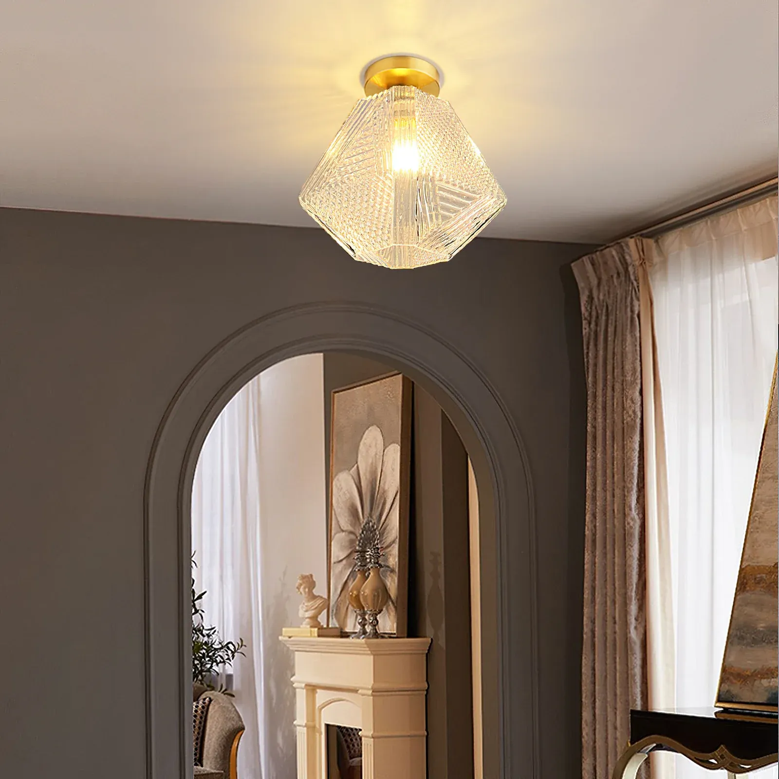 Alessio Vintage Luxury Glass Ceiling Light Shades Bedroom Hallway