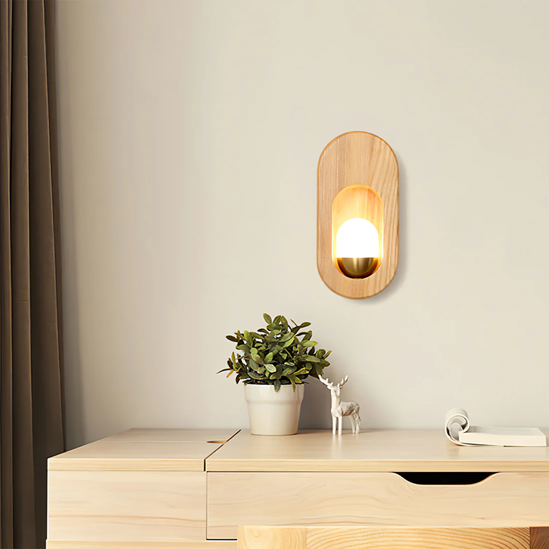 Ozawa Classical Wood Glass Wall Lamp Bedroom  Dining Room