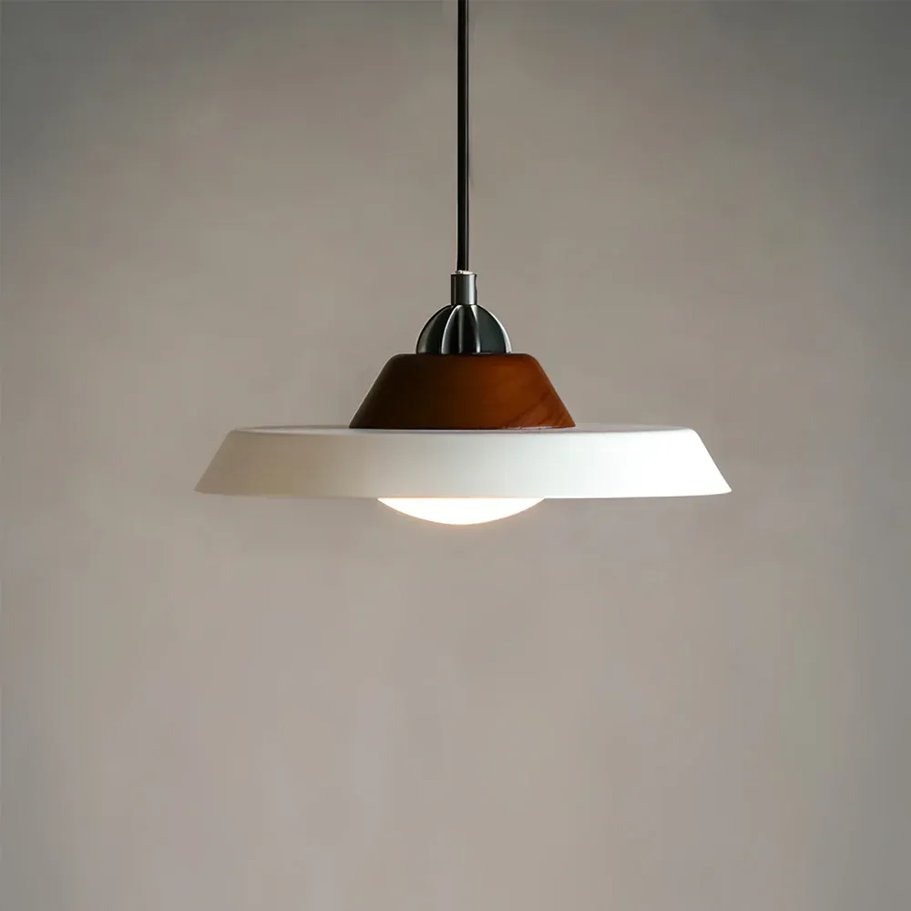 Valentina Vintage Rond Bois Métal Suspension Salle à Manger