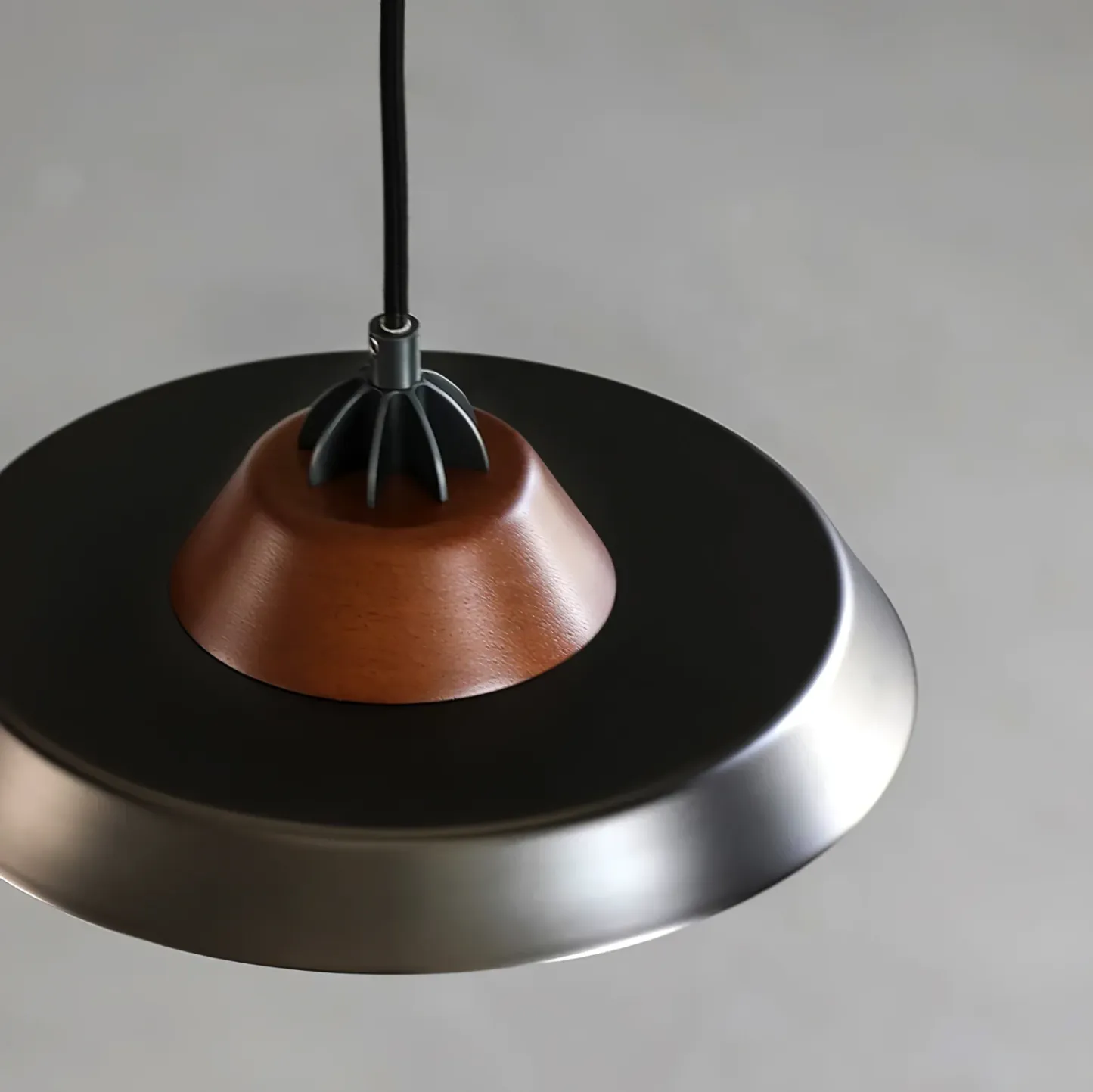 Valentina Vintage Round Wood Metal Pendant Light Dining Room