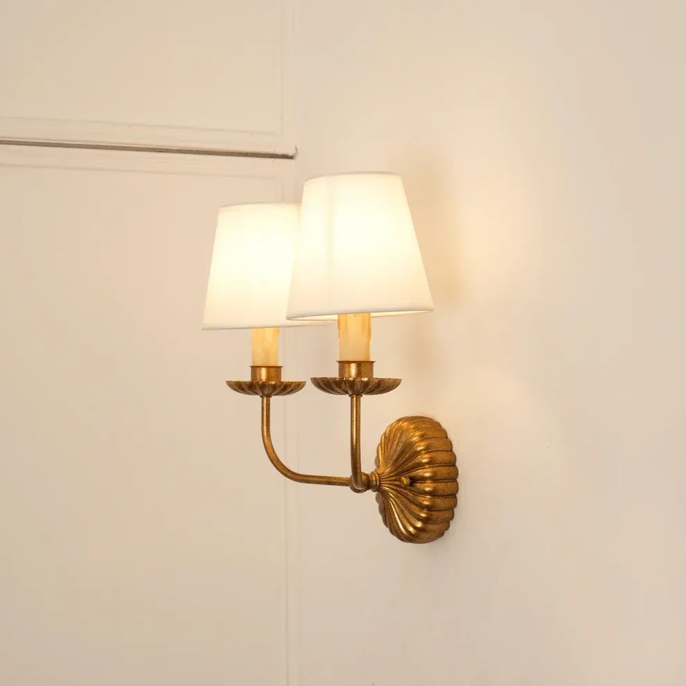 Alessio Vintage Antique Metal Fabric Wall Light Shades Hallway Living Room Bedroom