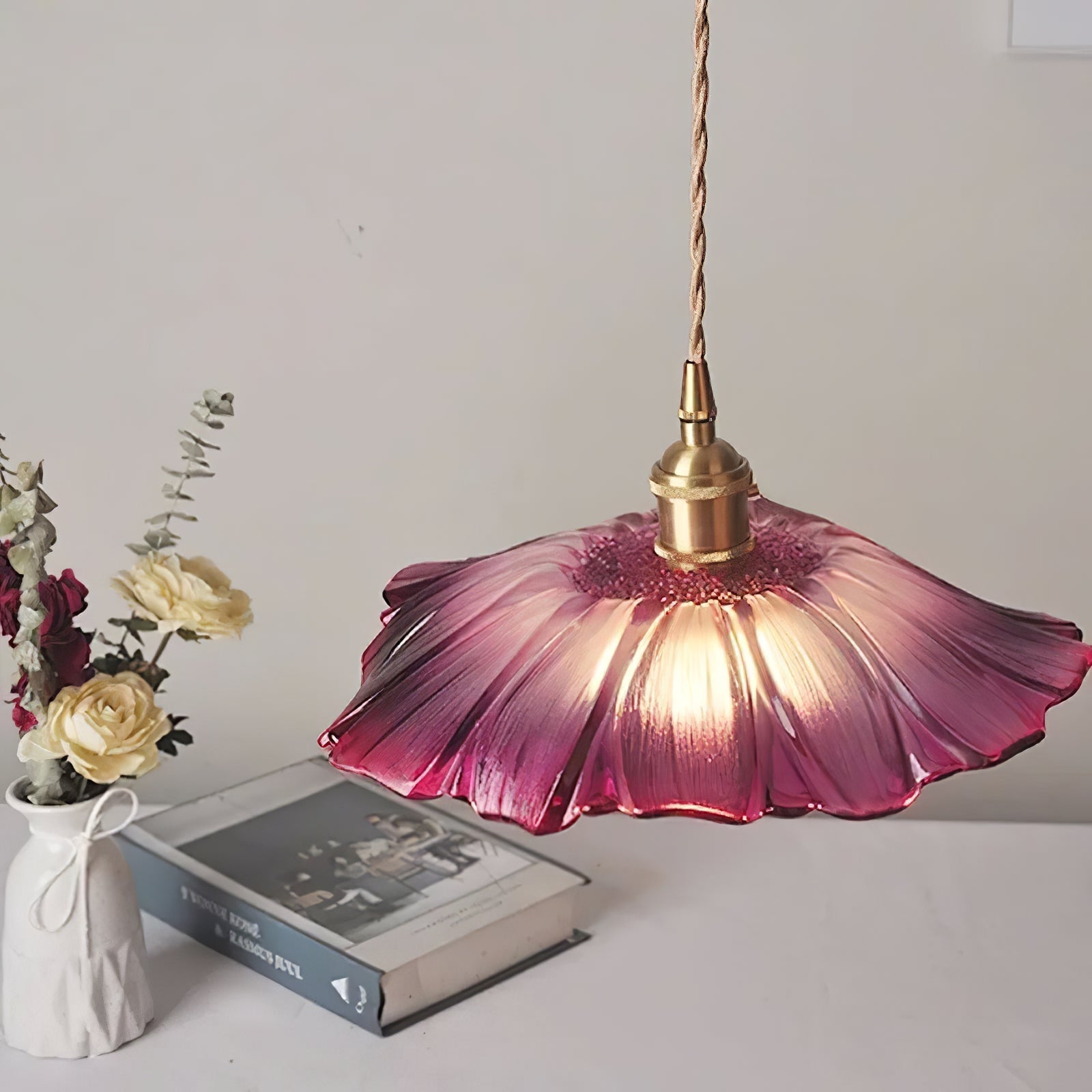 Verona Vintage Flower Glass Pendant Light