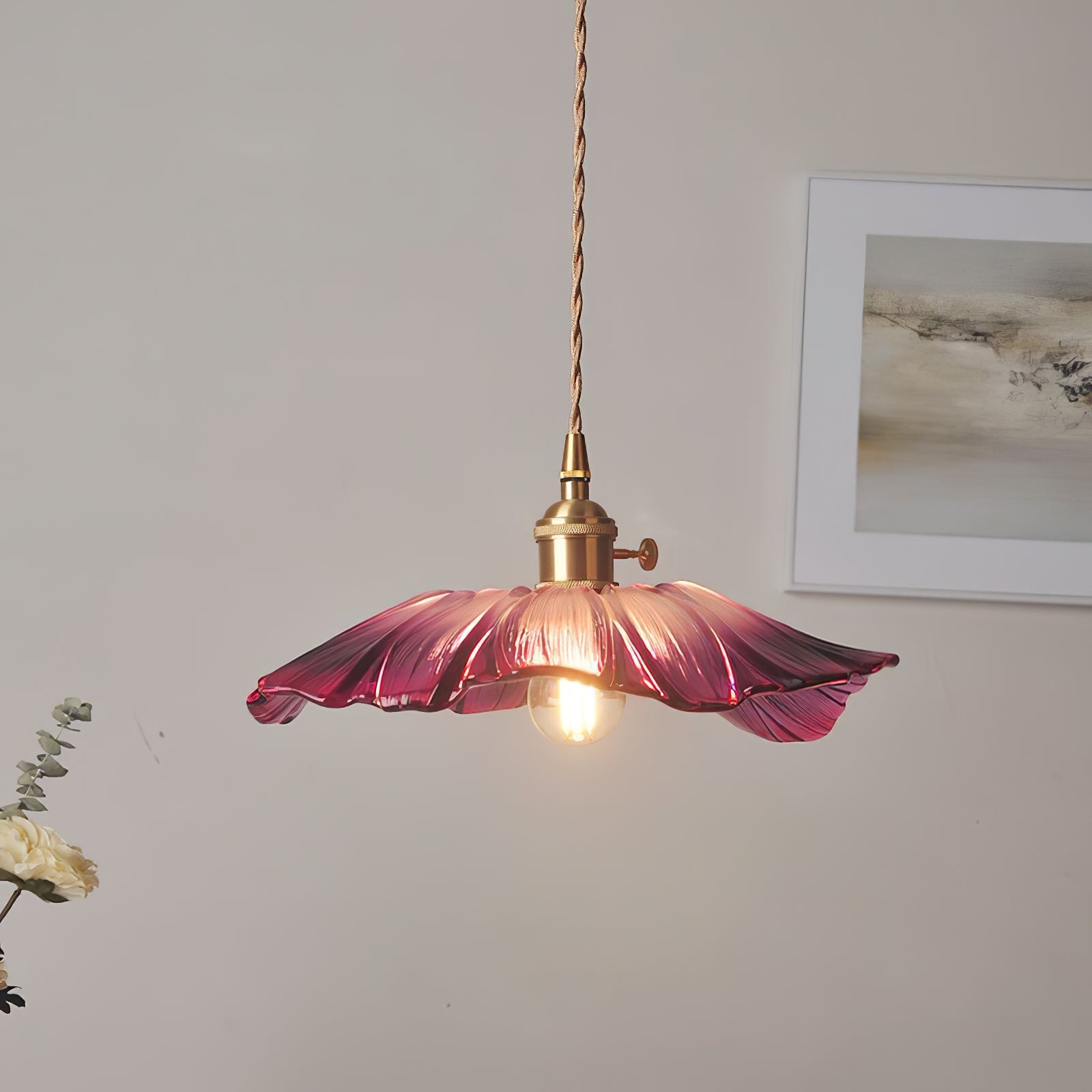 Verona Vintage Flower Glass Pendant Light