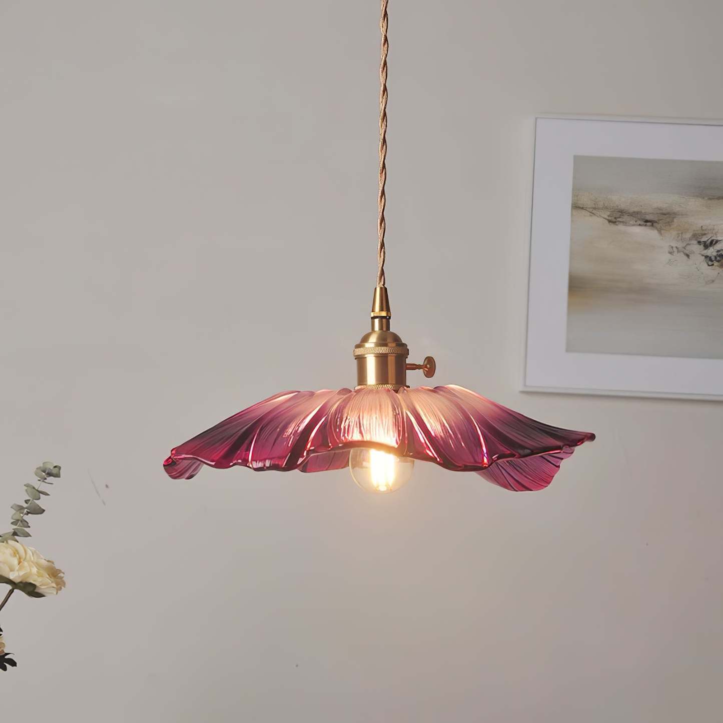 Verona Vintage Flower Glass Pendant Light
