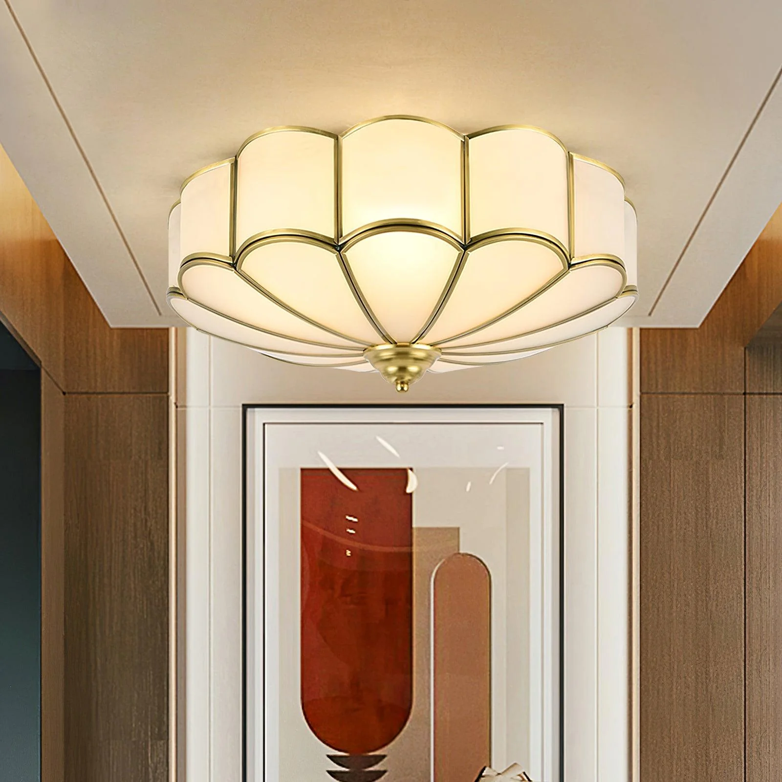 Alessio Modern Metal Glass Ceiling Lamp Bedroom Living Room
