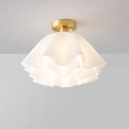 Carins Modern Ceiling Light, brass fixture with pleated shade