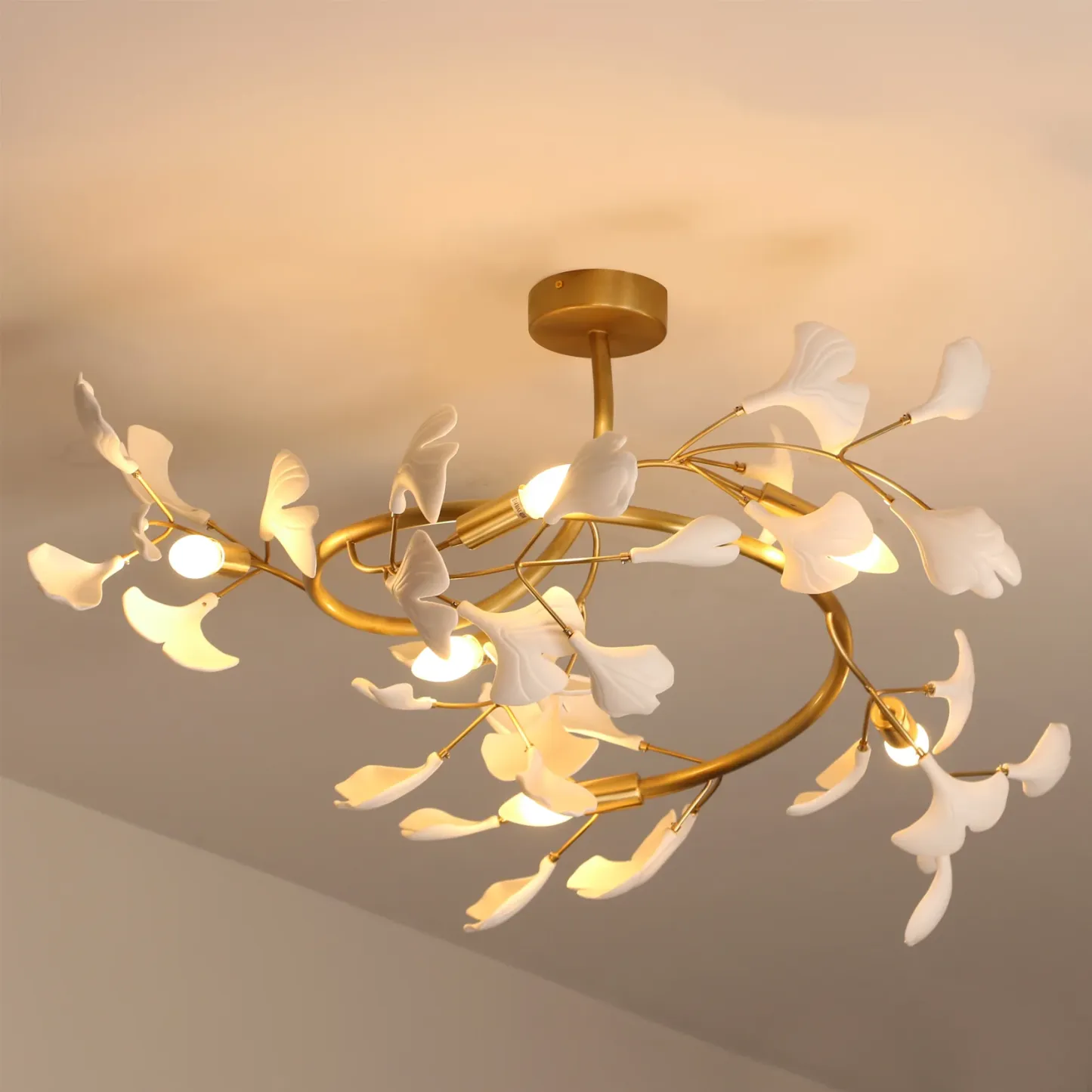 Olivia Gingko Laiton Céramique Plafonnier Chambre Salle à Manger