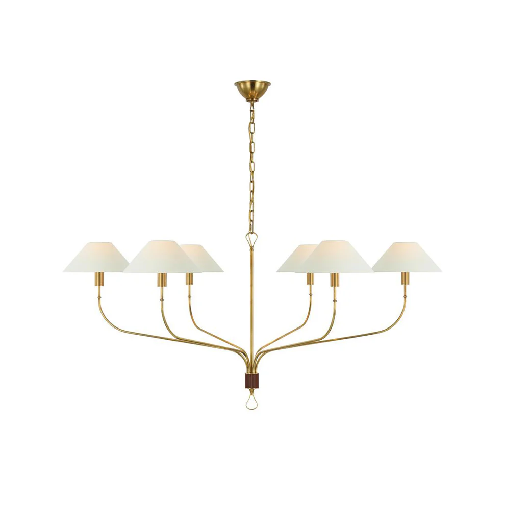 Alessio Vintage Luxury Brass Fabric Chandelier Shades Living Dining Room