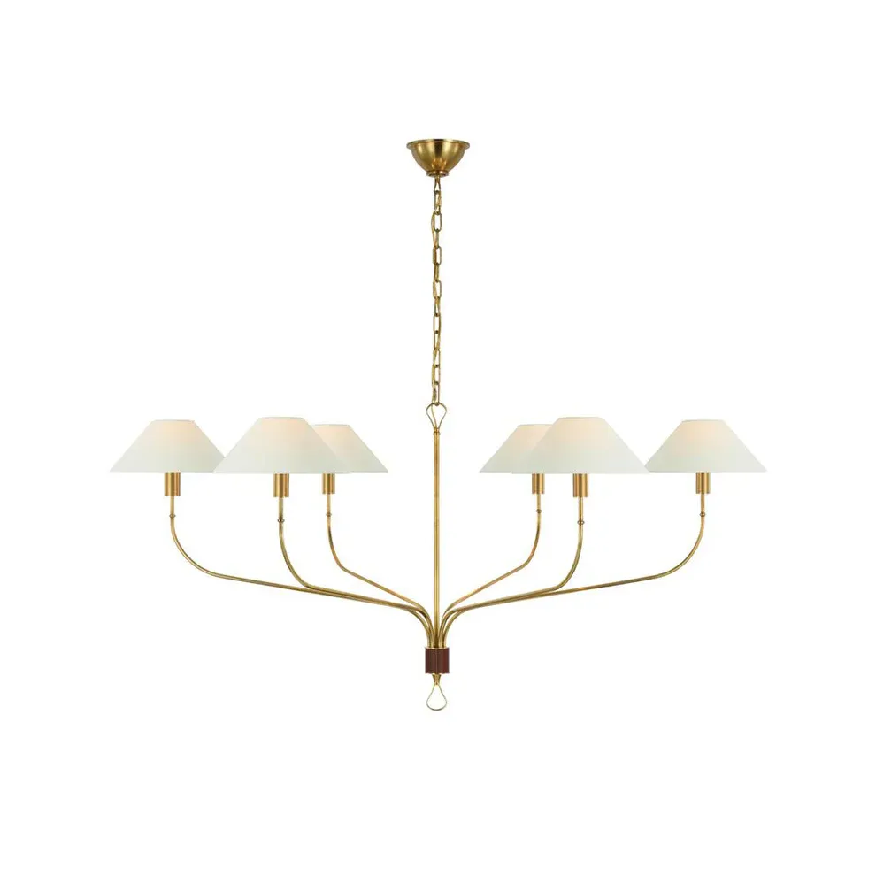 Alessio Vintage Luxury Brass Fabric Chandelier Shades Living Dining Room