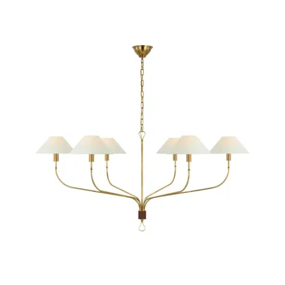 Alessio Vintage Luxury Brass Fabric Chandelier Shades Living Dining Room