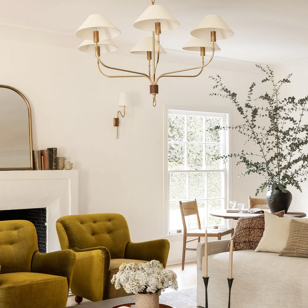 Alessio Vintage Luxury Brass Fabric Chandelier Shades Living Dining Room