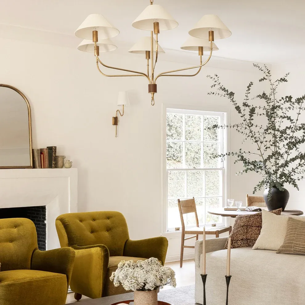 Alessio Vintage Luxury Brass Fabric Chandelier Shades Living Dining Room