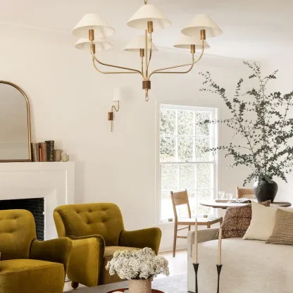 Alessio Vintage Luxury Brass Fabric Chandelier Shades Living Dining Room