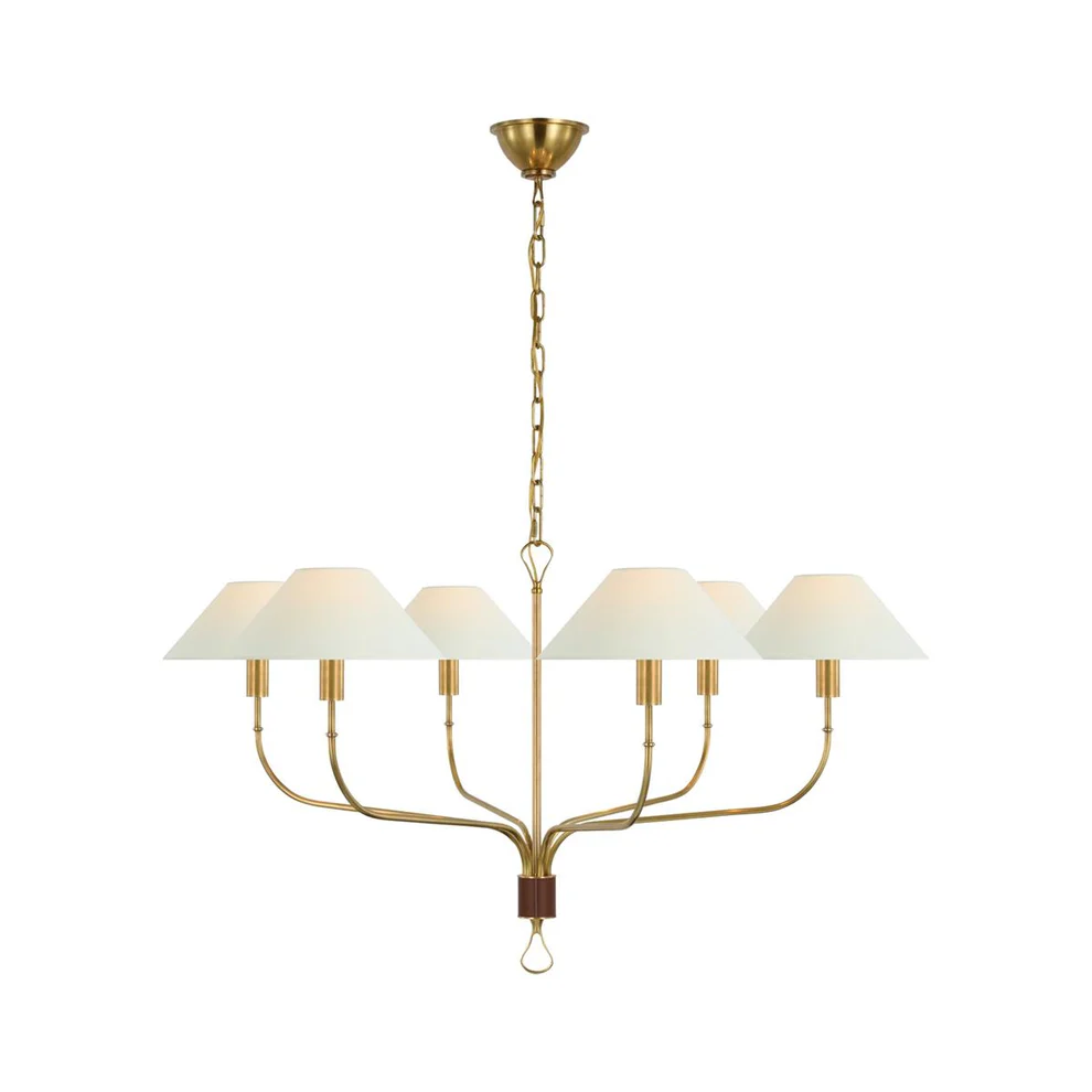 Alessio Vintage Luxury Brass Fabric Chandelier Shades Living Dining Room