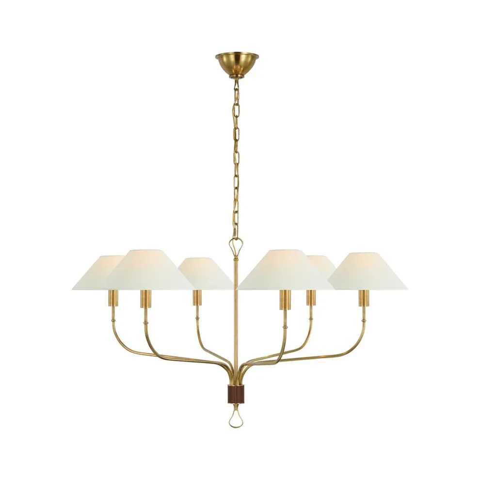 Alessio Vintage Luxury Brass Fabric Chandelier Shades Living Dining Room