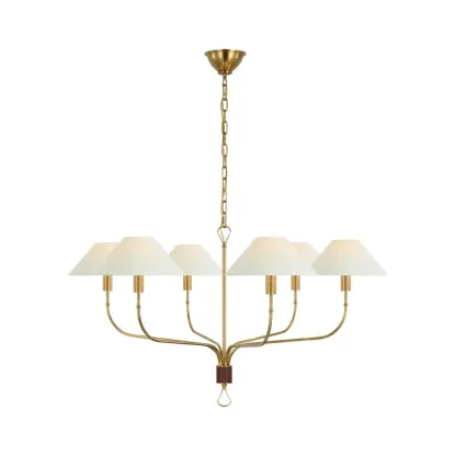 Alessio Vintage Luxury Brass Fabric Chandelier Shades Living Dining Room