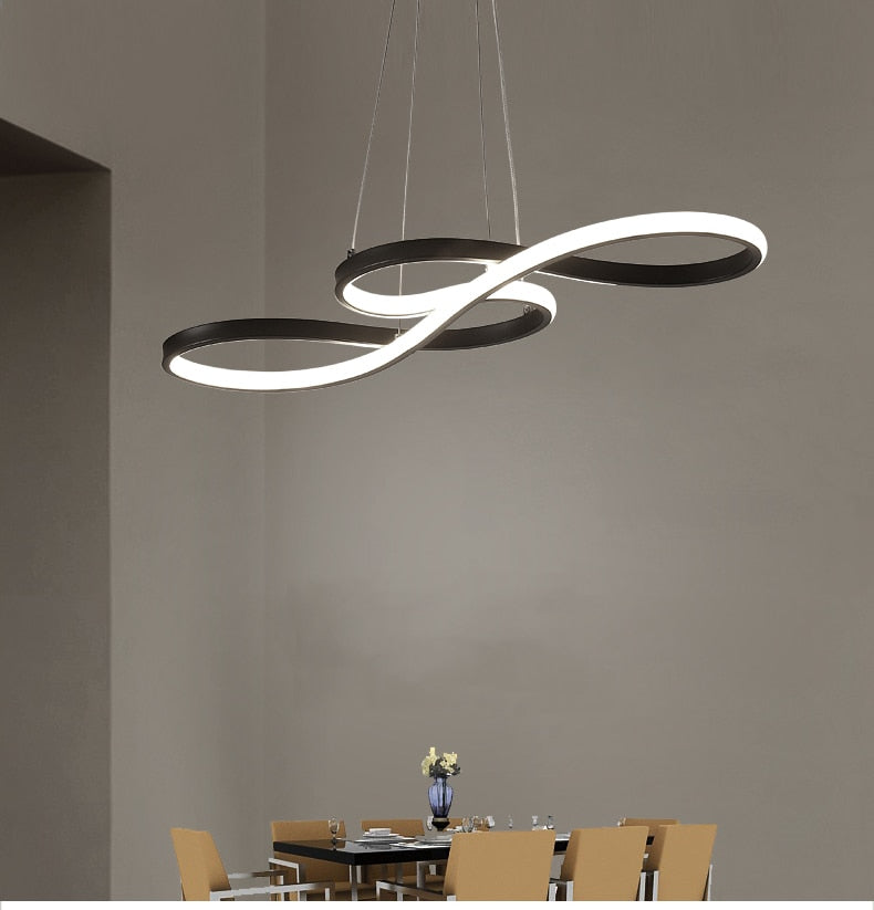 Louise Suspension Linéaire Nordique, Acrylique/Metal, Noir/Blanc/Or, Chambre