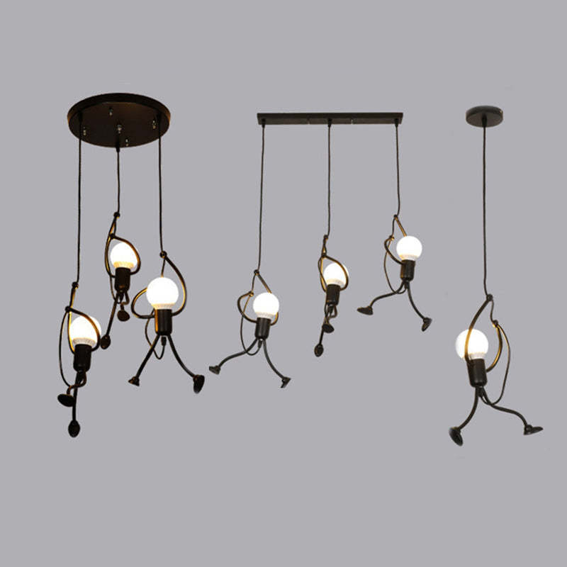 Modern Funky Man Style Chandelier Pendant Iron Dining Room Scene