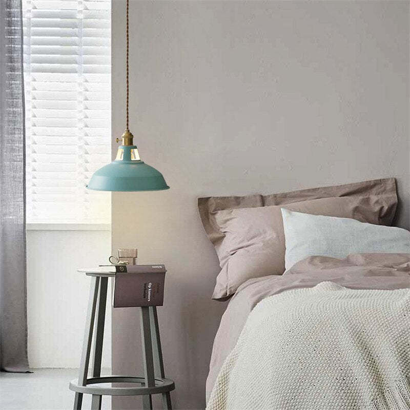 Retro Industrial Style Macaron Metal Pendant Light Dining Room Green