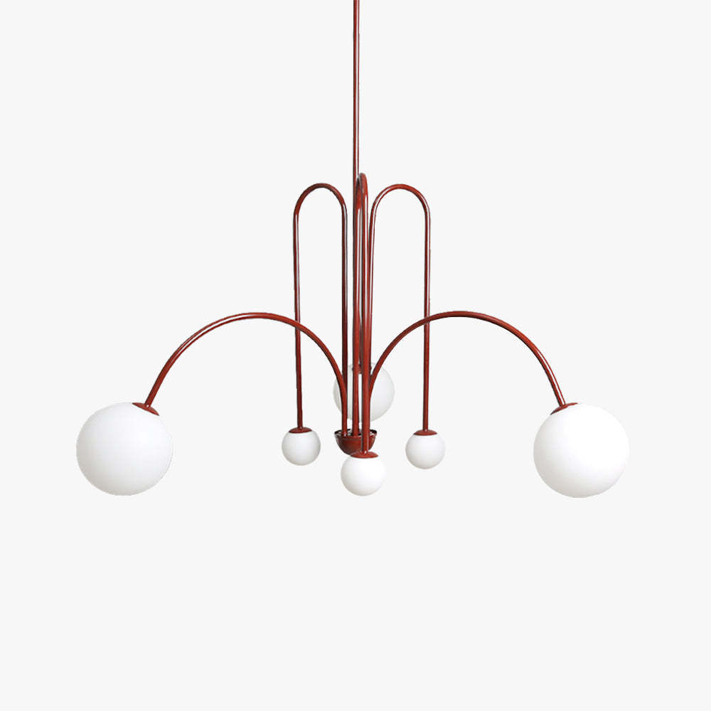 Moderne LED Lustre Or Rouge Métal Verre Salon Salle à Manger|Las Sola