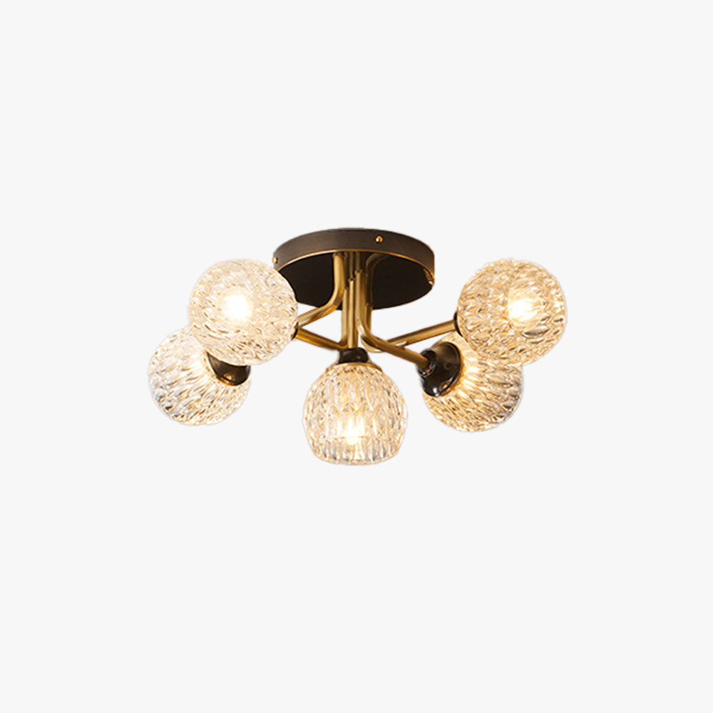 Valentina Luxueux Plafonnier Verre Métal Salon