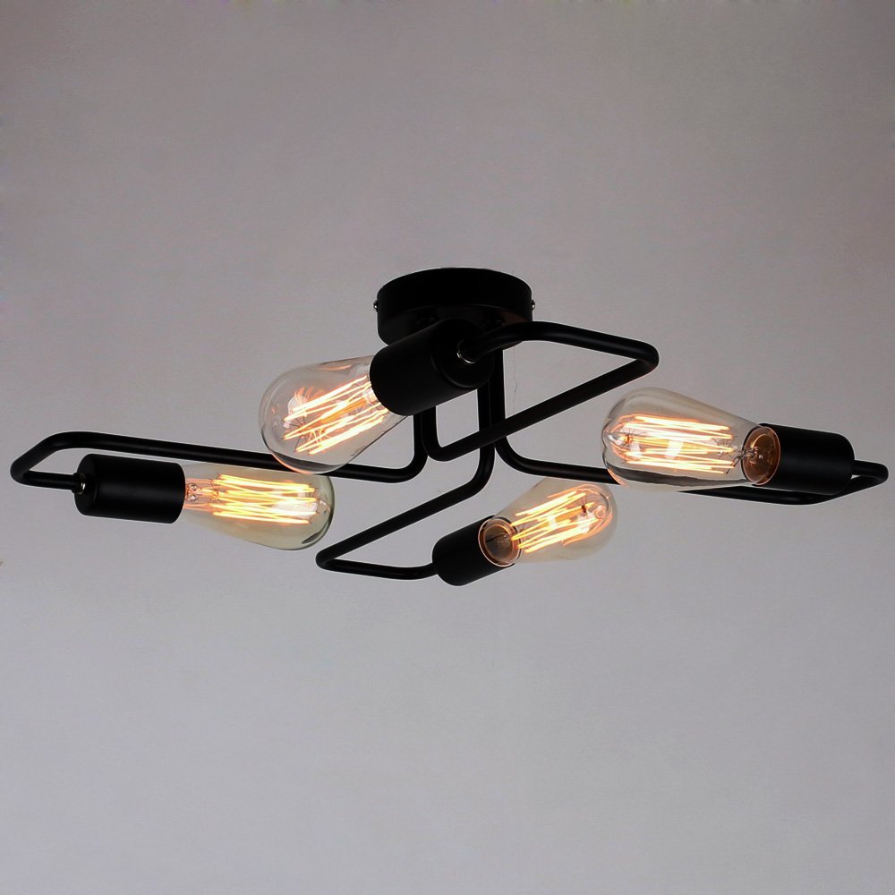 Multiple Rod Vintage Iron Ceiling Lamp