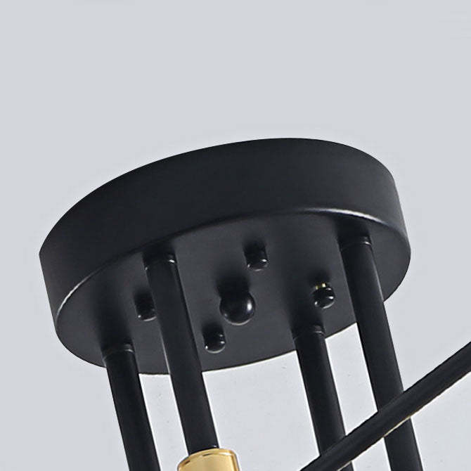 Modernism Style Black & Gold Brass LED Chandelier Lighting Living Room Details