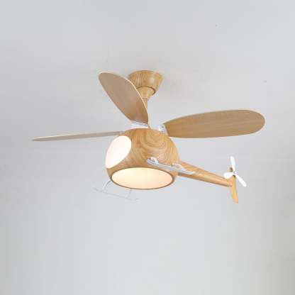 Ventilateur de plafond et luminaire Aviara Bois Moderne pour chambre d'enfant - Neutralighting