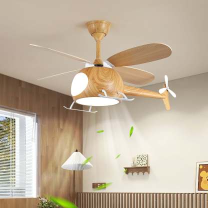 Ventilateur de plafond et luminaire Aviara Bois Moderne pour chambre d'enfant - Neutralighting
