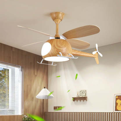 Ventilateur de plafond et luminaire Aviara Bois Moderne pour chambre d'enfant - Neutralighting