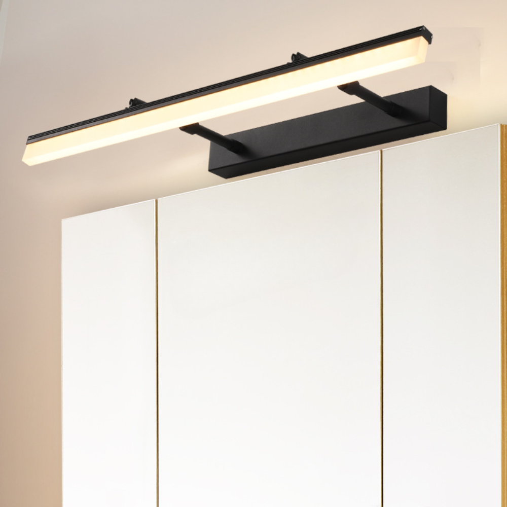 Leigh Simple LED Longue Applique Murale à Miroir Métal/Acrylique Argent/Noir Salle de Bain