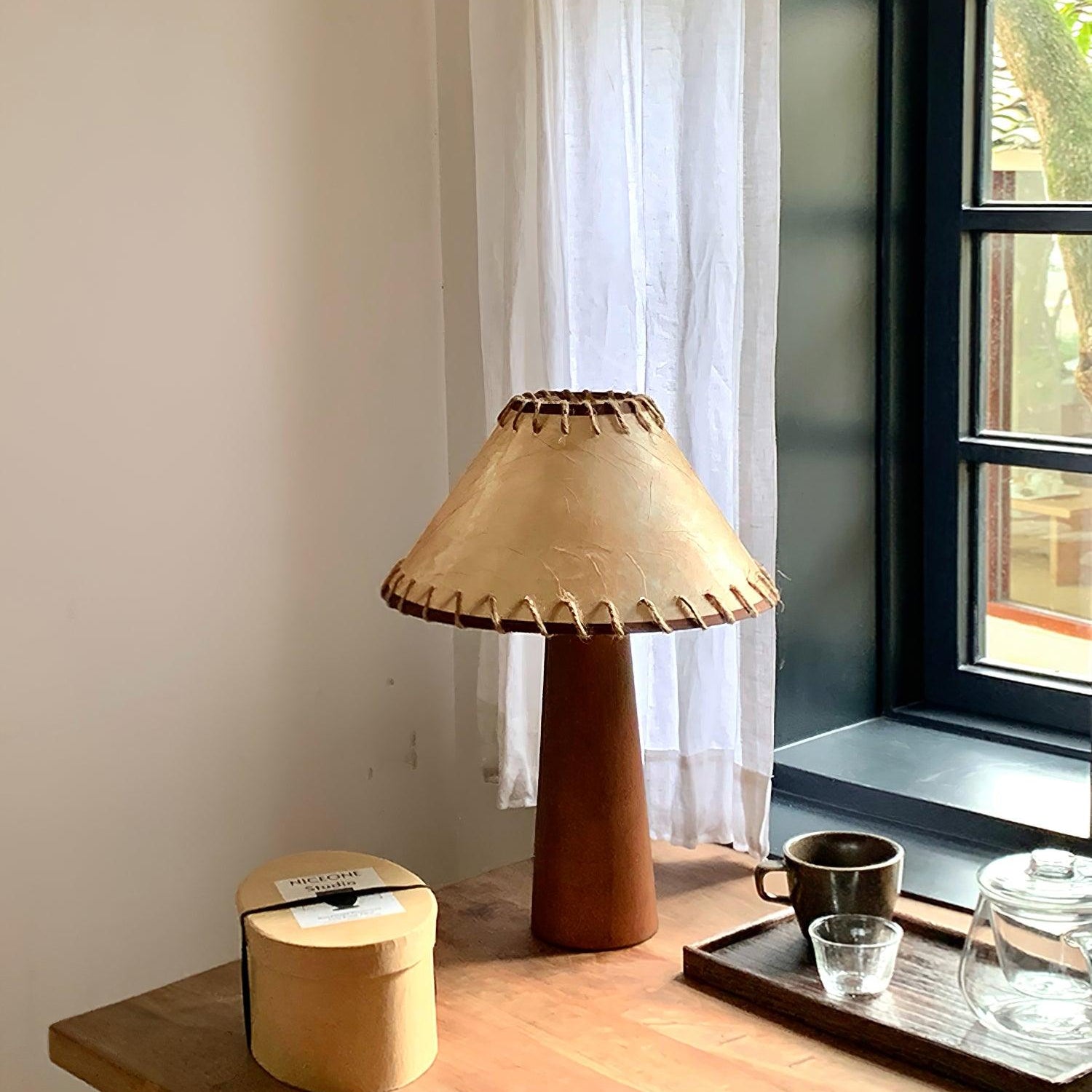 Drift Wood Table Lamp Walnut Beige