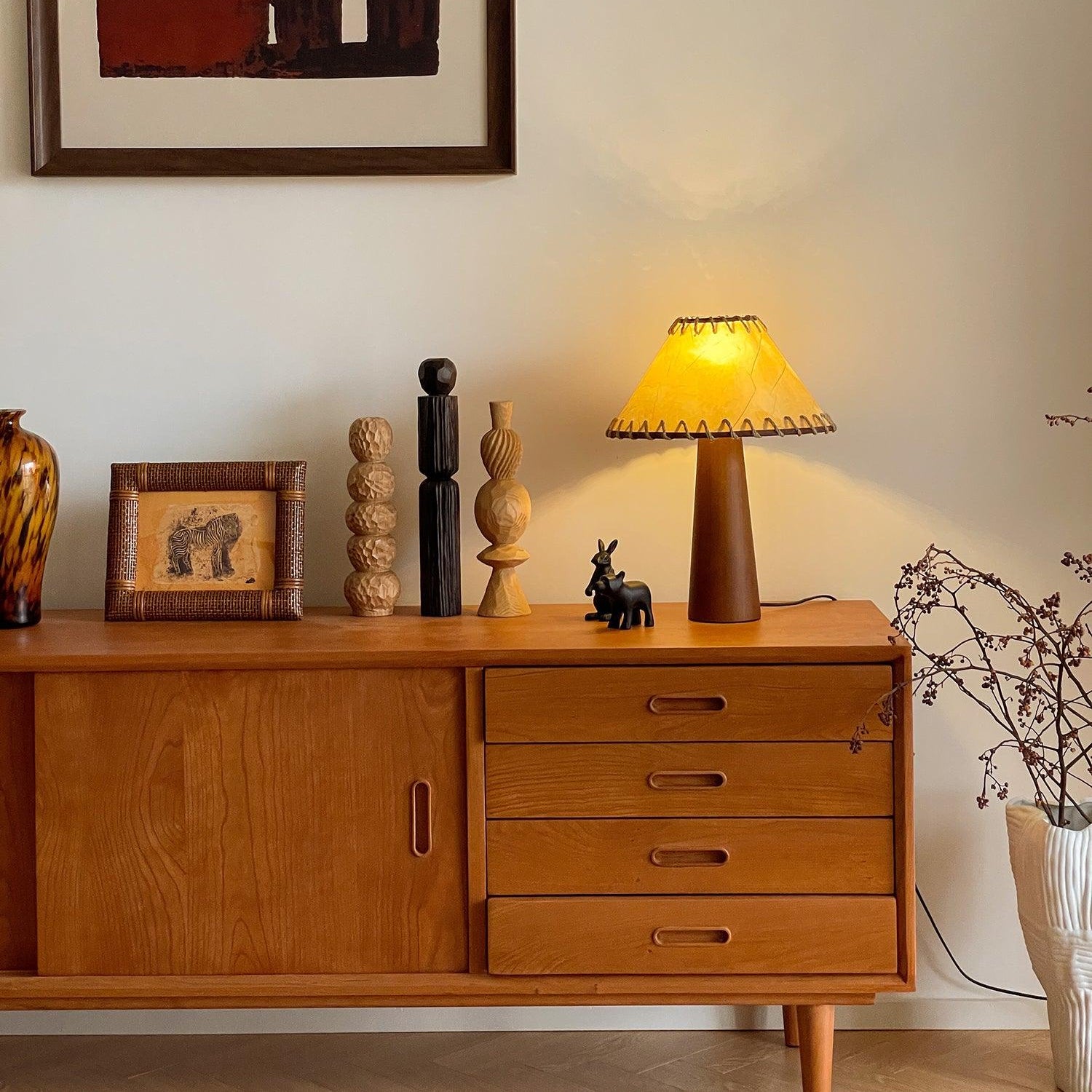 Drift Wood Table Lamp Walnut Beige