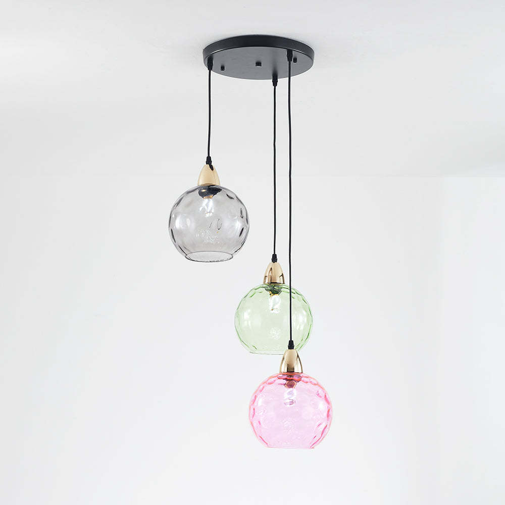 Hailie Suspension Boule Ondulation Nortique Métal/Verre Vert/Gris Salon