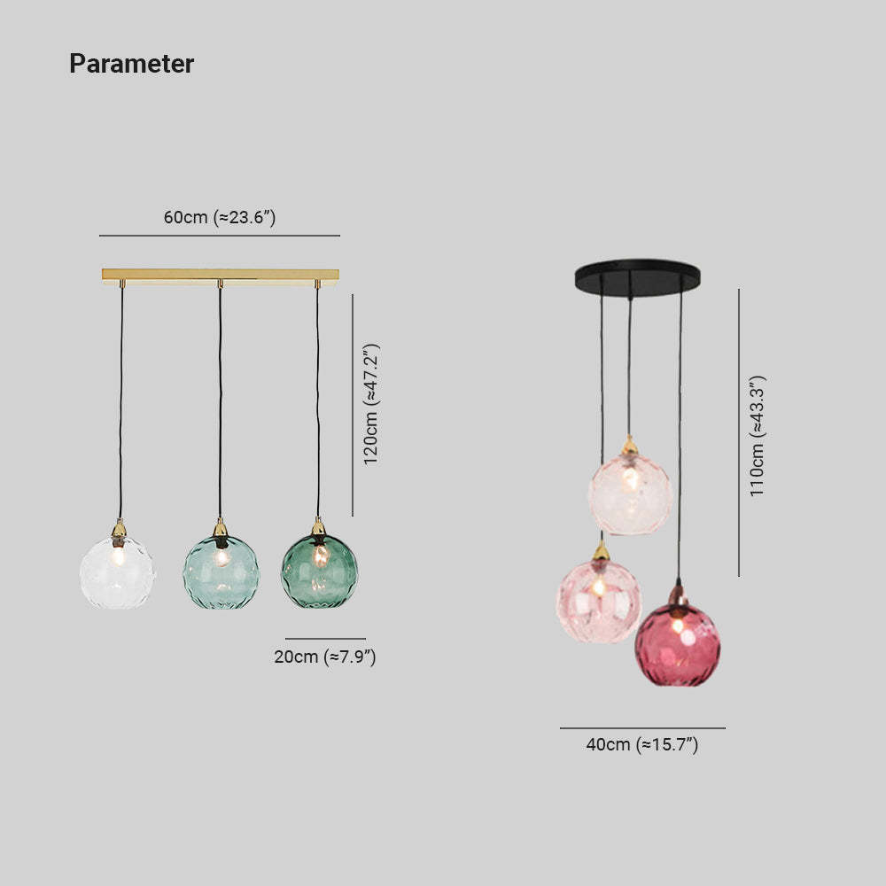 Hailie Suspension Boule Ondulation Nortique Métal/Verre Vert/Gris Salon