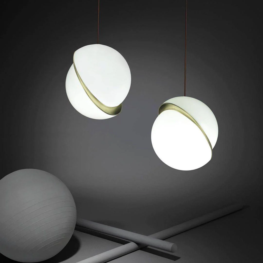 Hailie Metal Acrylic Brass White Pendant Light Bedroom Living Room