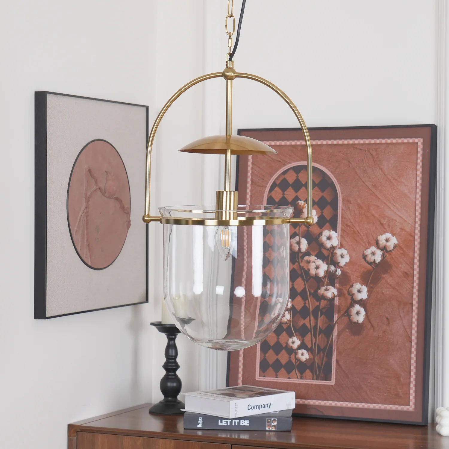 Alessio Unusual Glass Amber Clear Metal Pendant Light Bedroom Living Room