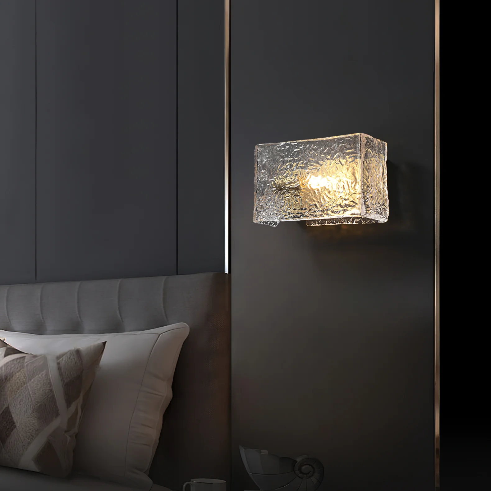 Kristy Modern Glass Brass Wall Lamp Bedroom  Dining Room