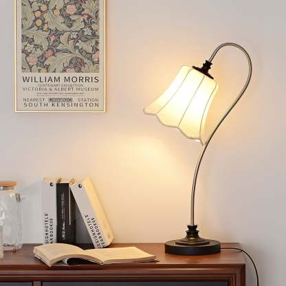 Hakka Wood Metal Pleated Table Lamp