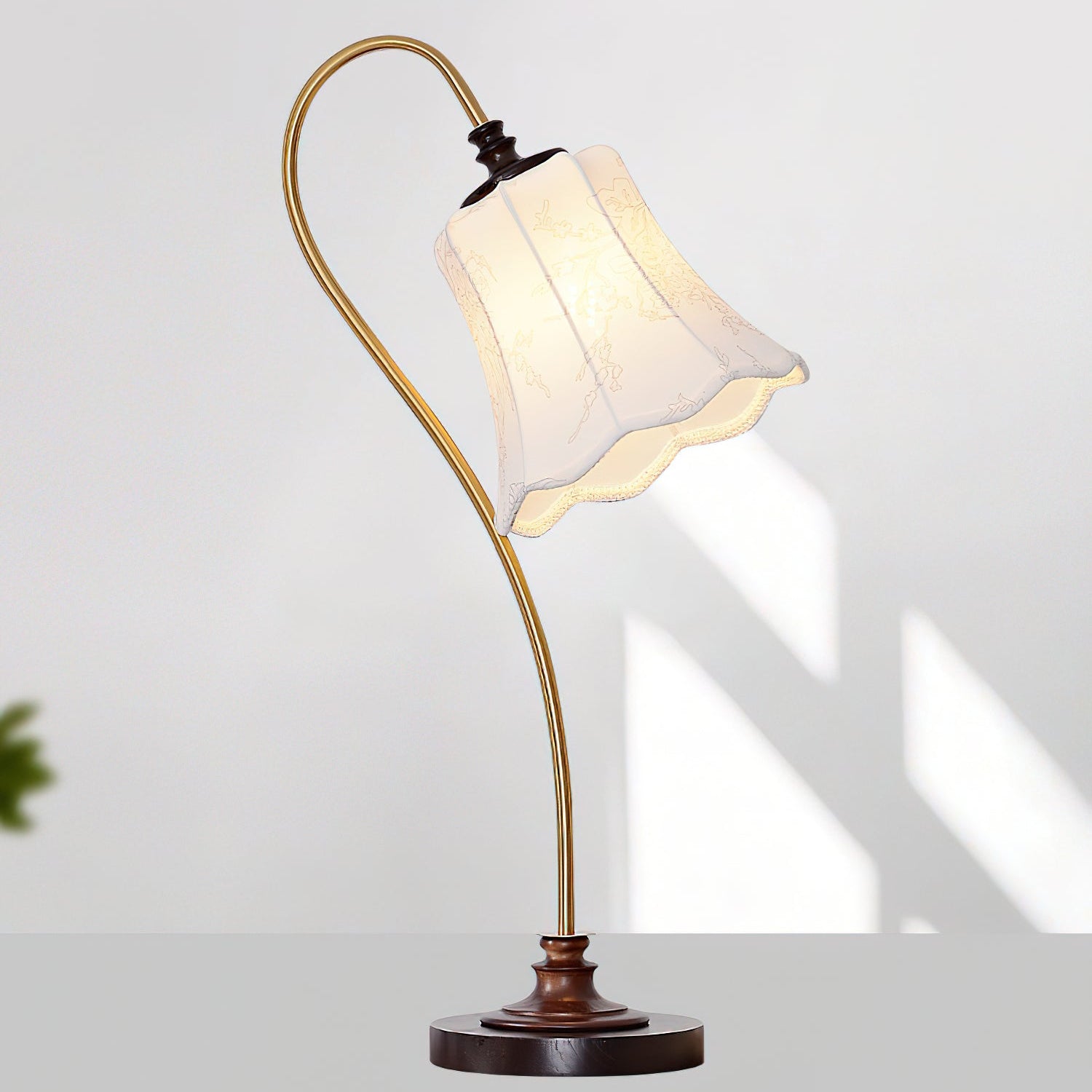 Hakka Wood Metal Pleated Table Lamp