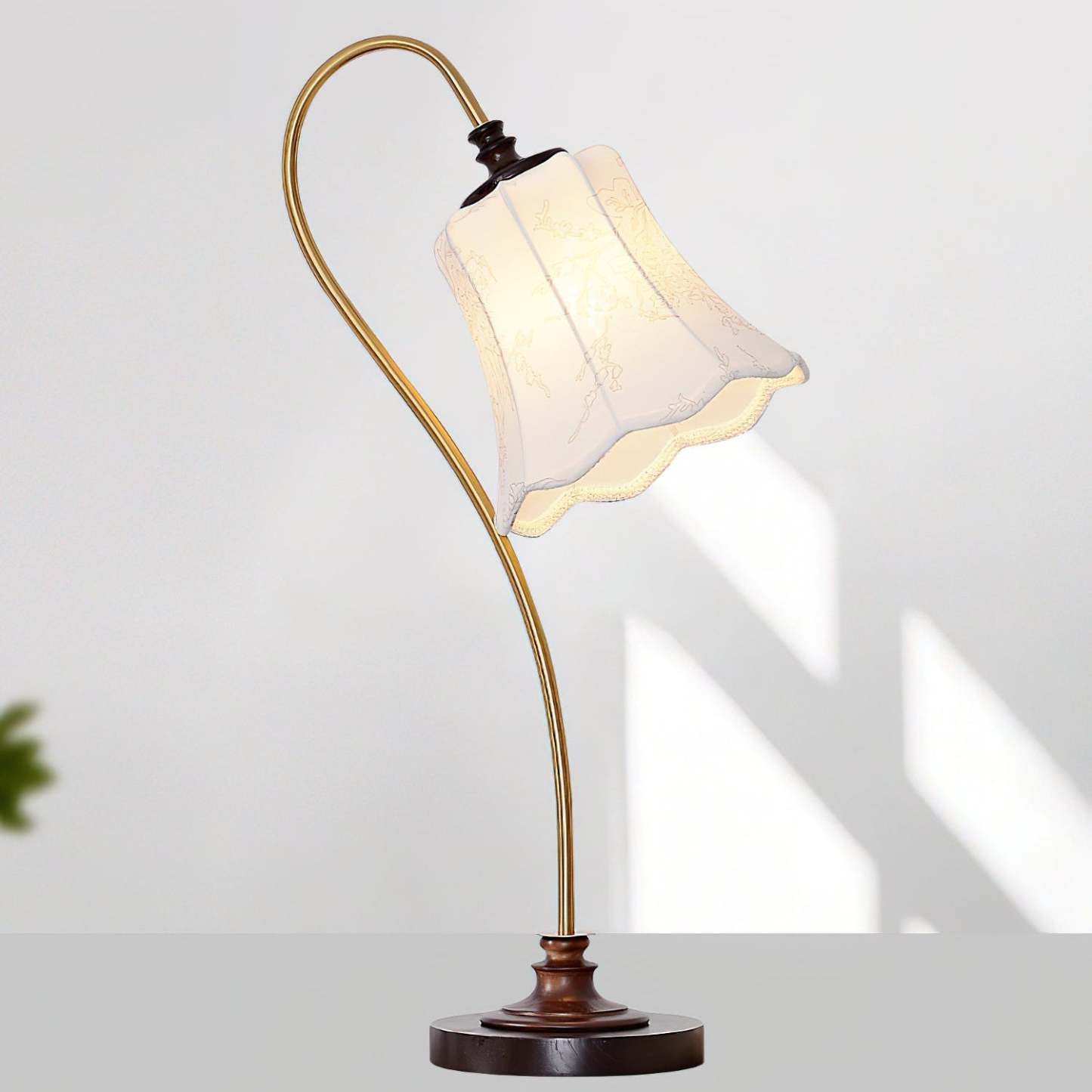 Hakka Wood Metal Pleated Table Lamp