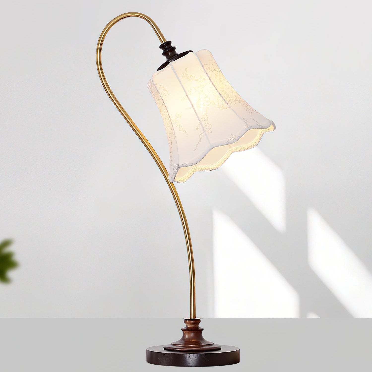 Hakka Wood Metal Pleated Table Lamp
