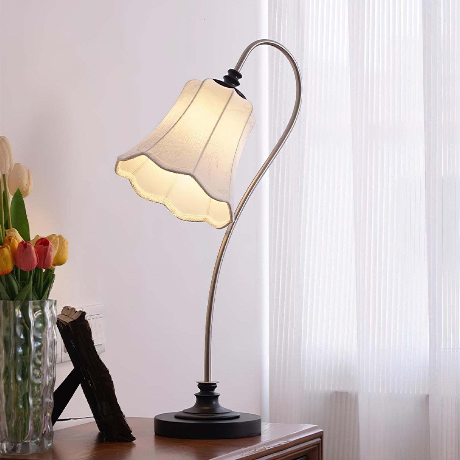 Hakka Wood Metal Pleated Table Lamp