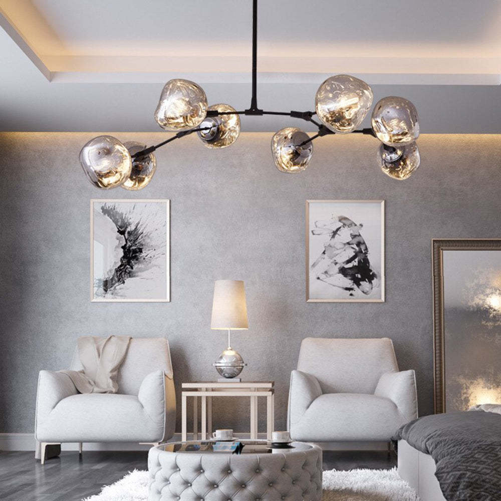 Mirza Suspension Globe Inhabituelle, Métal/Acrylique, Doré Rosé/Or/Chromé, Salon/Salle à Manger