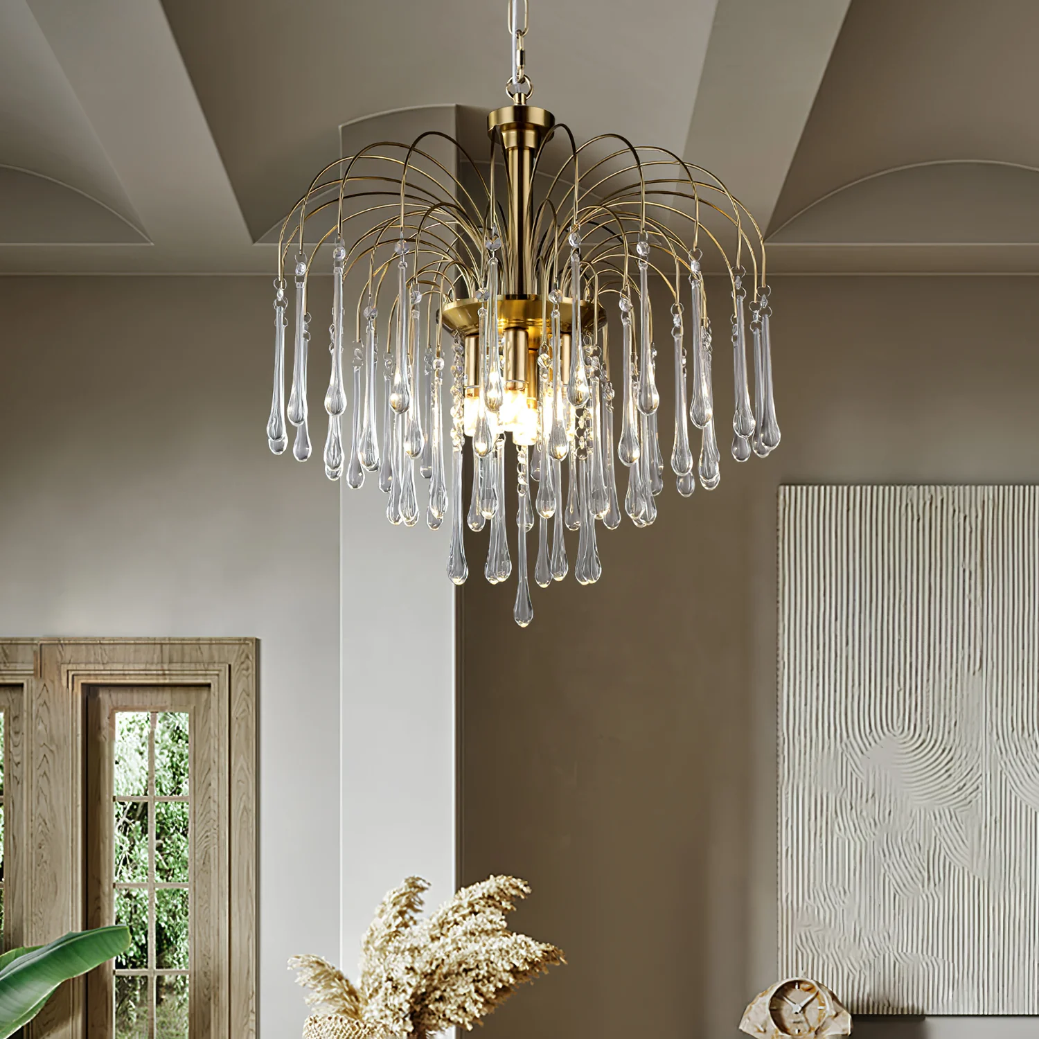 Marilyn Vintage Metal Crystal Glass Pendant Light Bedroom Living Room