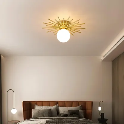 Lowry Vintage Classical Sun Brass Ceiling Light Bedroom Hallway