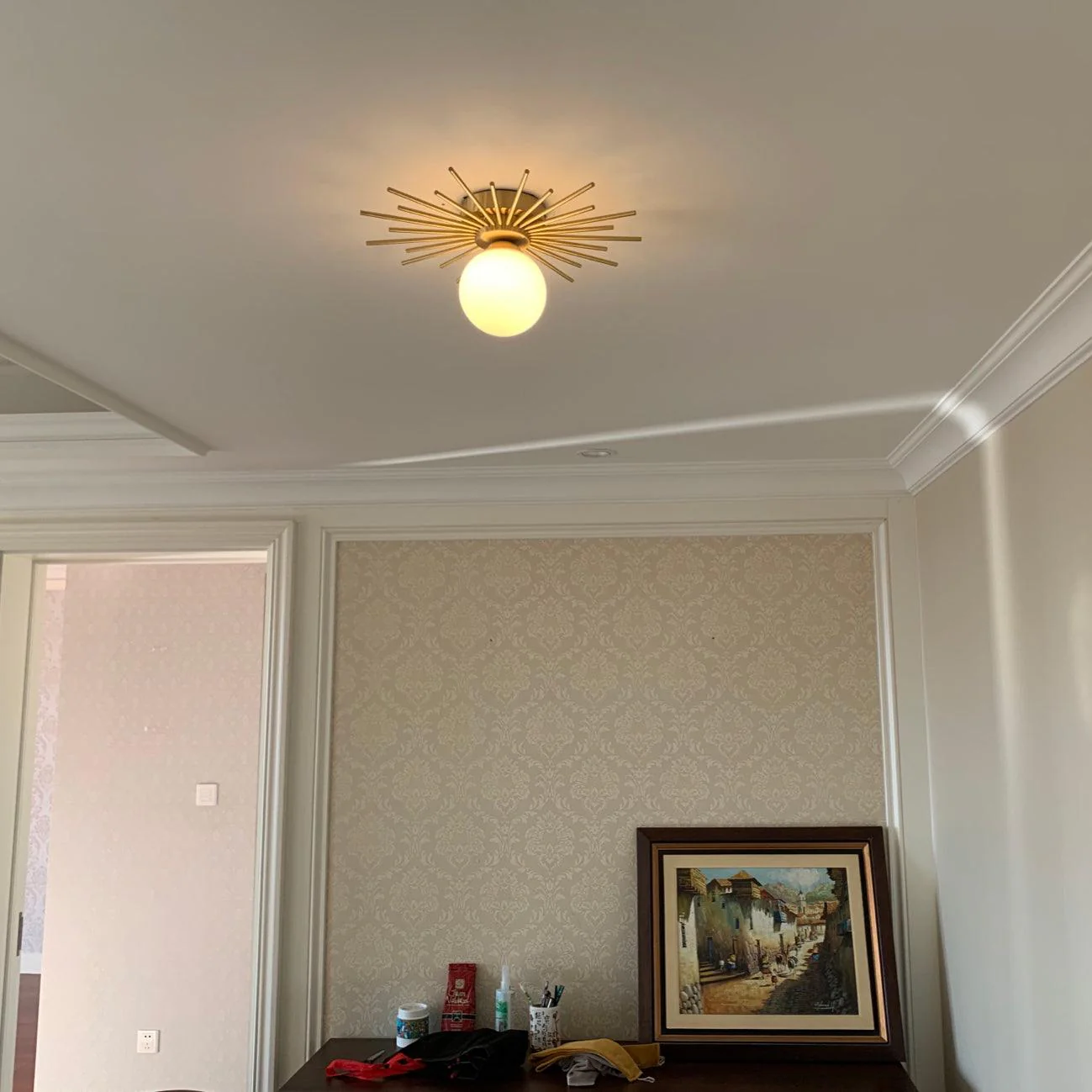 Lowry Vintage Classical Sun Brass Ceiling Light Bedroom Hallway