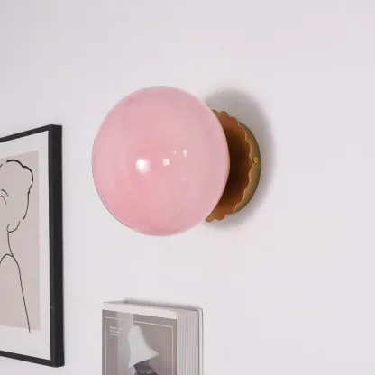 Elif Moderne Guimauve Rond Verre Applique Murale Nuances Chambre à Coucher Couloir