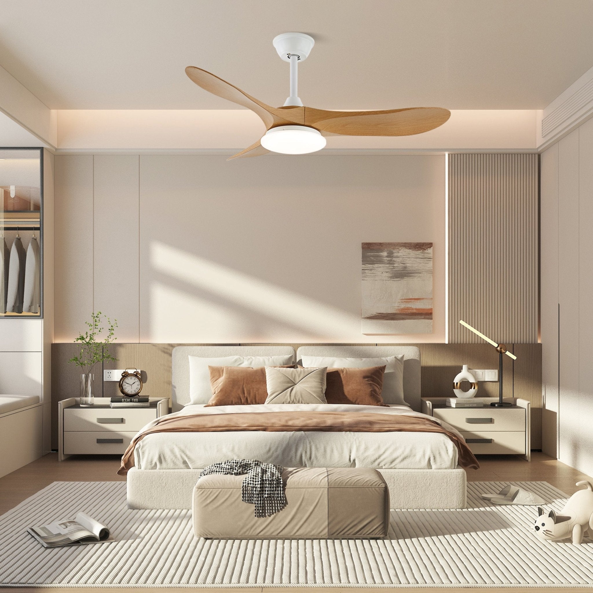 Plafonnier ventilateur moderne en bois Velix - Neutralighting