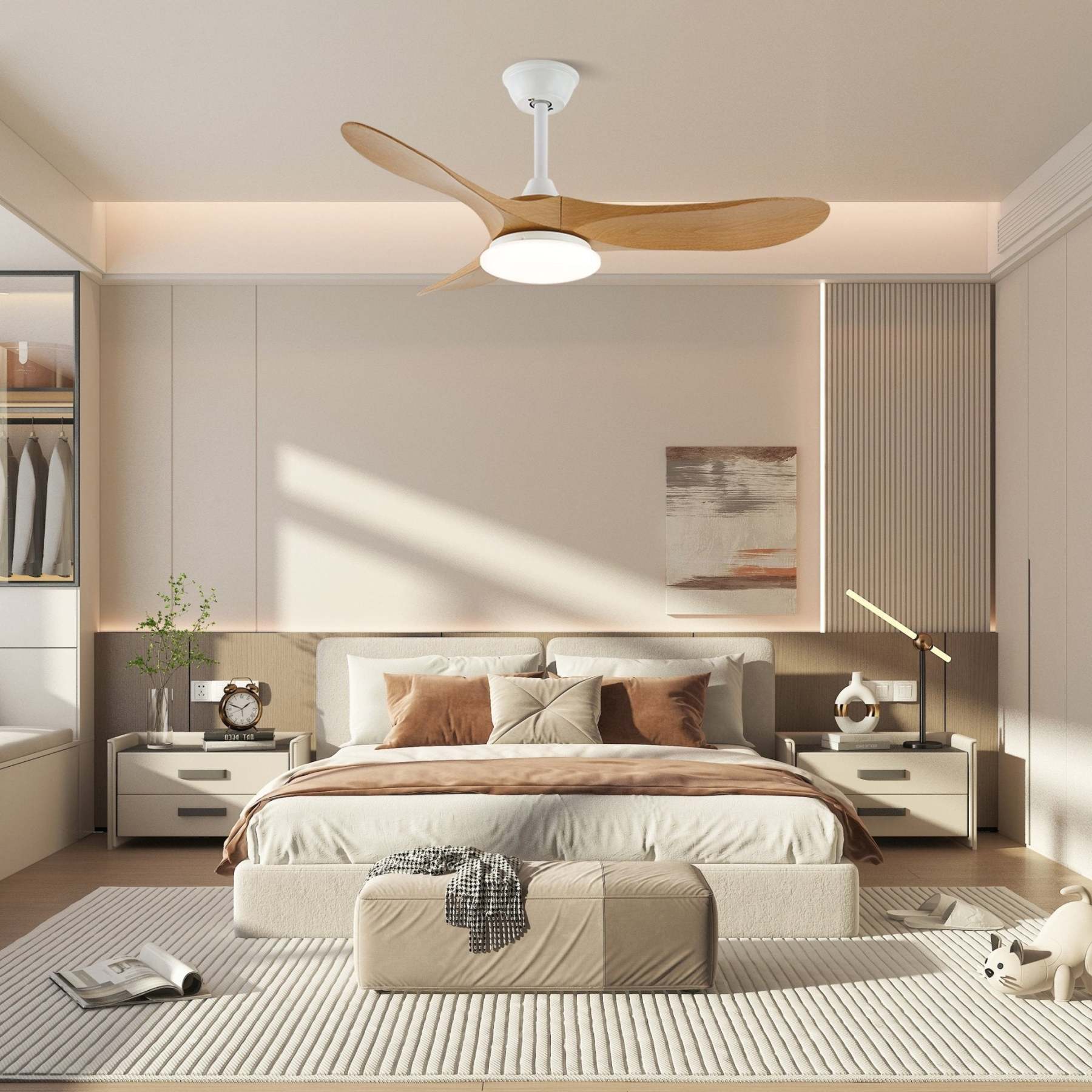 Plafonnier ventilateur moderne en bois Velix - Neutralighting